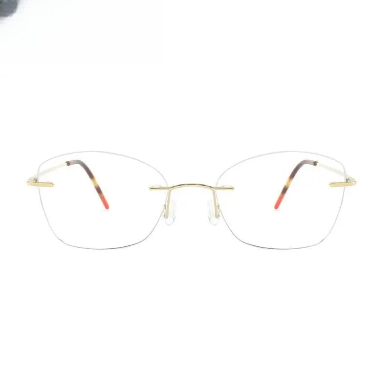 Unisex Square Rimless Titanium Prescription Glasses 9017 — view 10 | Rx Spectacle