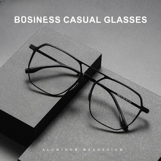 Unisex Square Full Rim Titanium Double Bridge Prescription Glasses V2239 — view 1 | Rx Spectacle