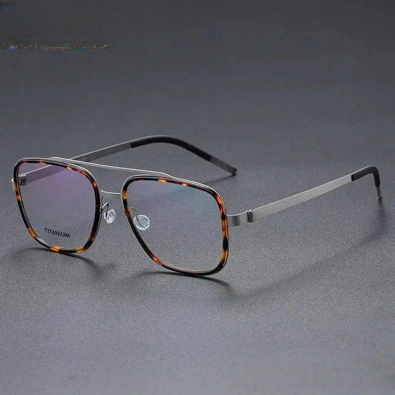 Unisex Square Full Rim Titanium Double Bridge Prescription Glasses 49911 — view 7 | Rx Spectacle