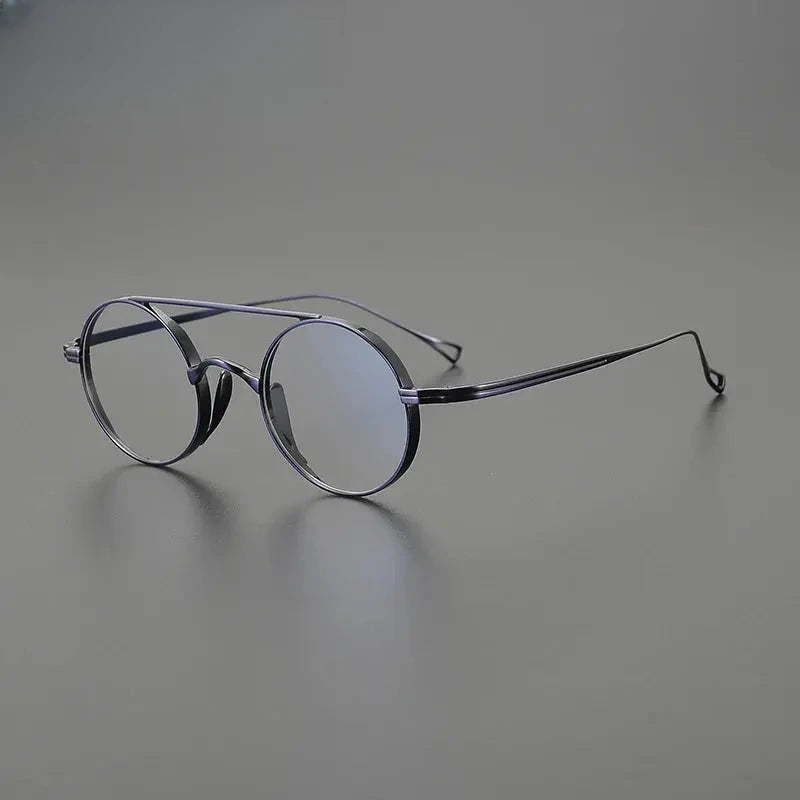 Unisex Round Full Rim Titanium Double Bridge Prescription Glasses J1473 — view 3 | Rx Spectacle