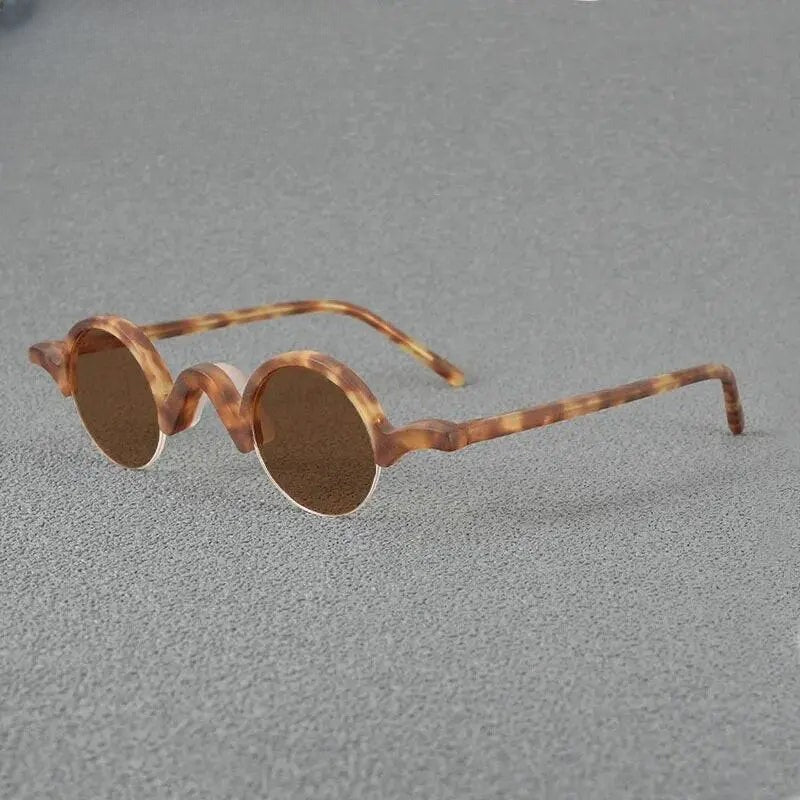 Unisex Round Semi-Rimless Acetate Prescription Glasses — view 1 | Rx Spectacle