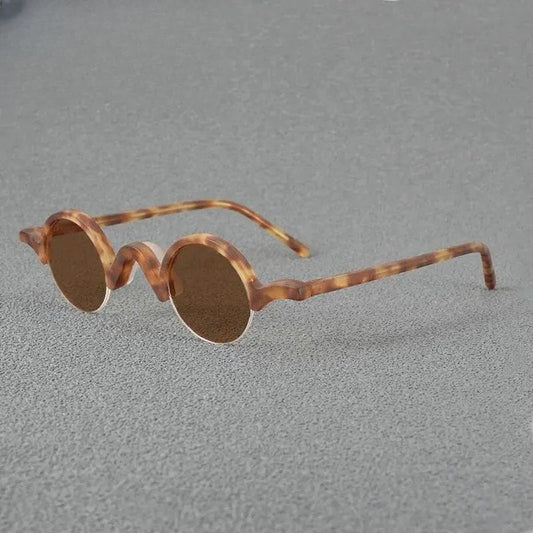Unisex Round Semi-Rimless Acetate Prescription Glasses — view 1 | Rx Spectacle