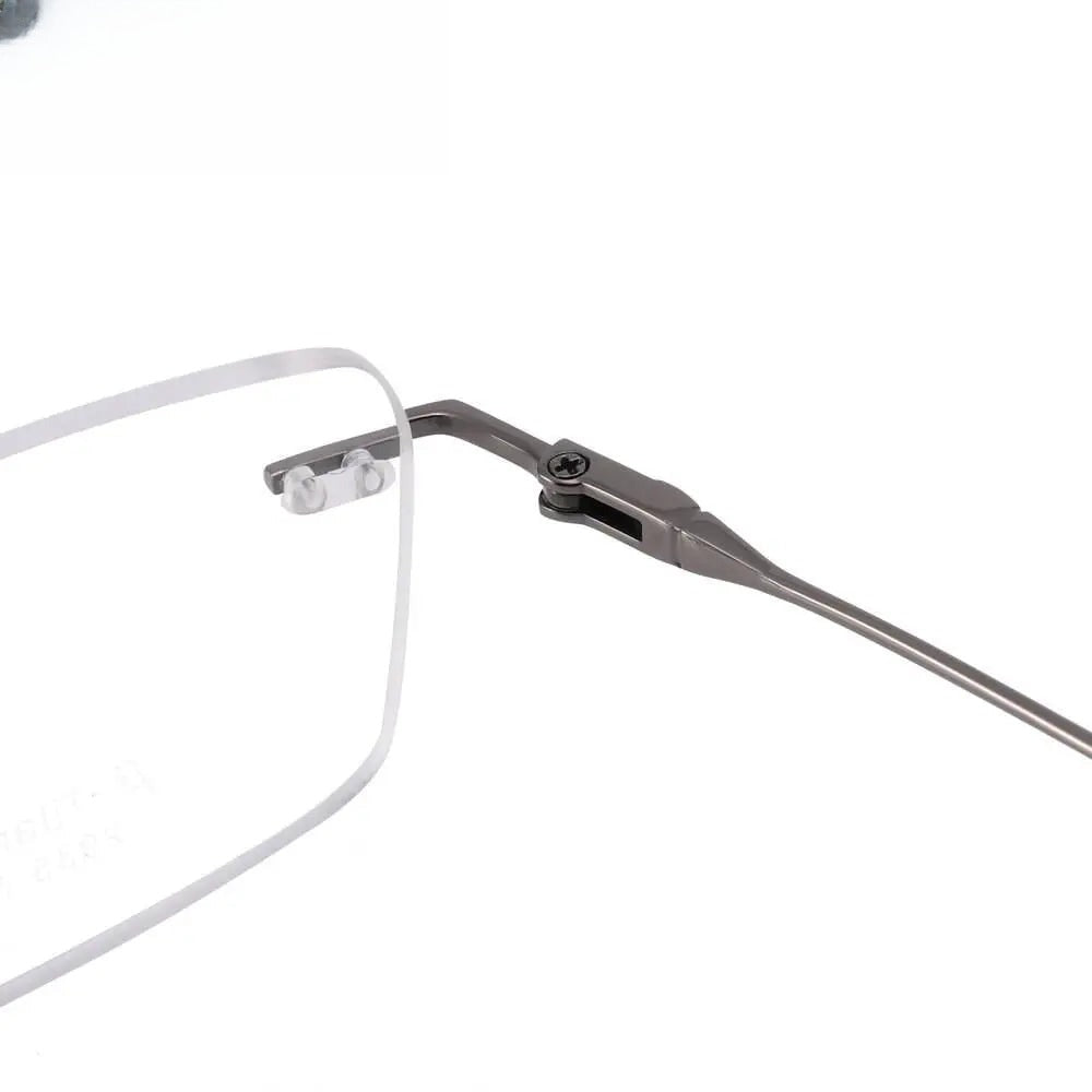 Unisex Square Rimless Titanium Prescription Glasses 2935 — view 7 | Rx Spectacle