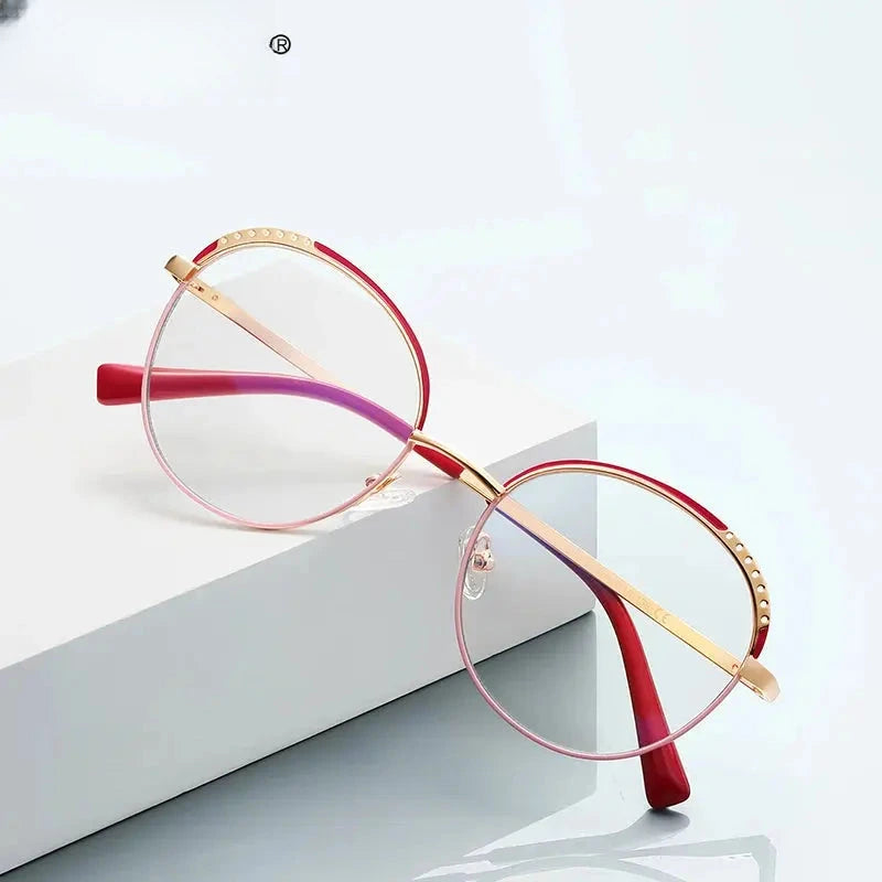 Women's Round Full Rim Plastic Reading Glasses Pfd3115 — view 1 | Rx Spectacle