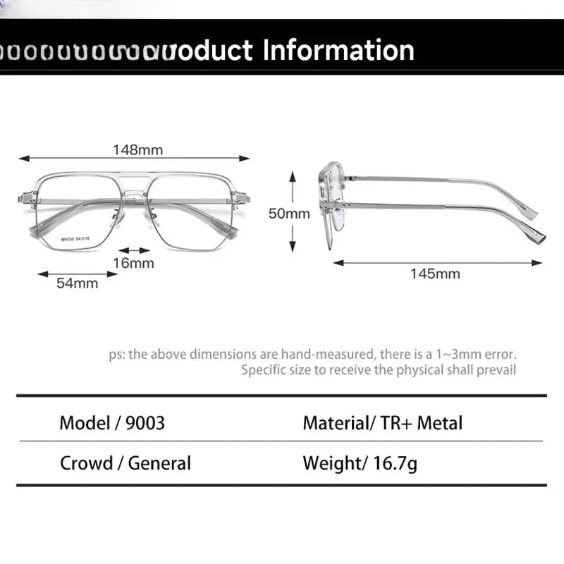 Men's Square Full Rim TR90 Double Bridge Reading Glasses 639030 — view 2 | Rx Spectacle
