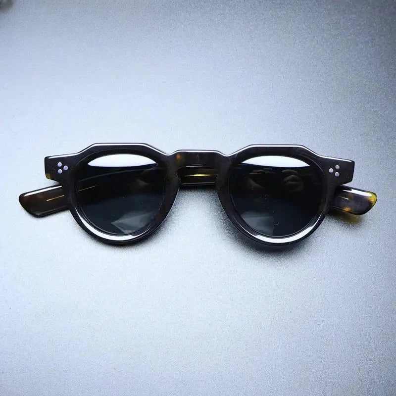 Unisex Round Full Rim Acetate Flat Top Prescription Glasses M002 — view 3 | Rx Spectacle