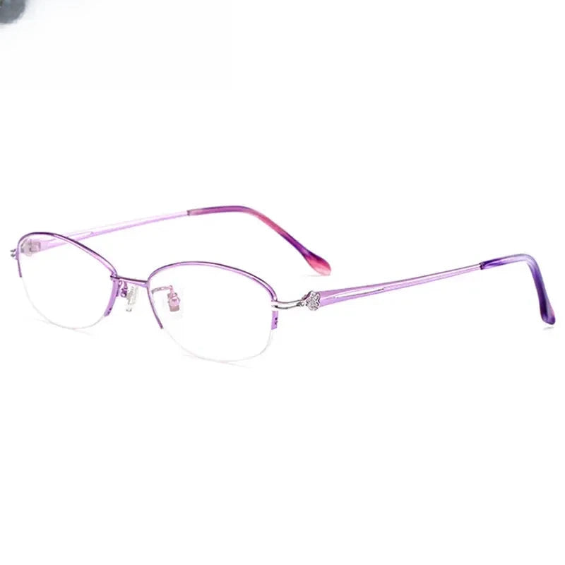 Women's Oval Semi-Rimless Stainless Steel Prescription Glasses 98316 — view 4 | Rx Spectacle