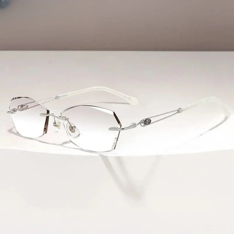 Women's Square Rimless Titanium Prescription Glasses 2313 — view 1 | Rx Spectacle