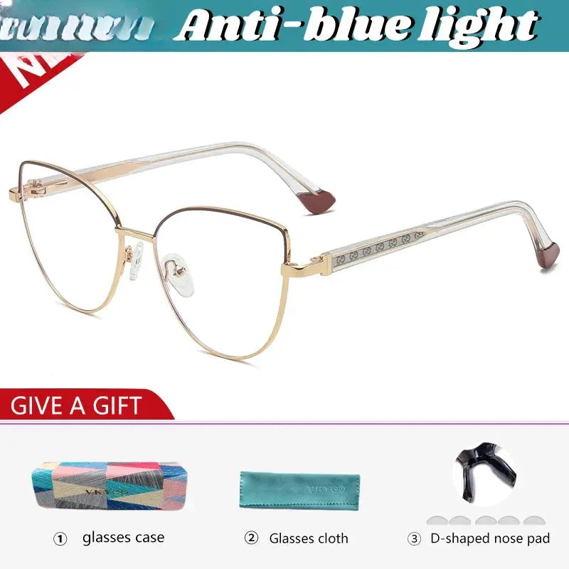 Women's Cat Eye Full Rim Alloy Reading Glasses 778001 — view 6 | Rx Spectacle