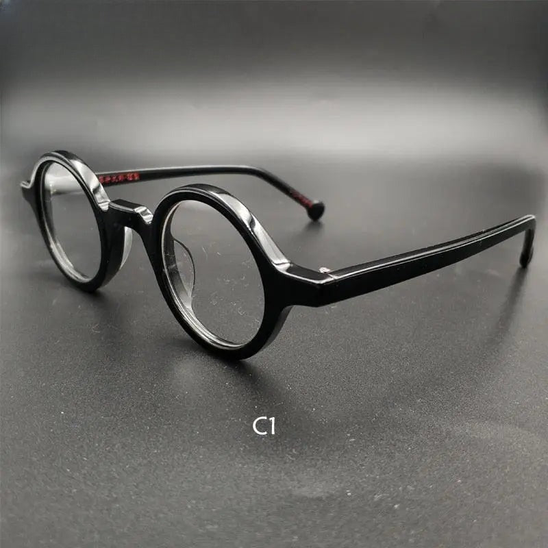 Unisex Round Full Rim Acetate Prescription Glasses Y916 — view 2 | Rx Spectacle