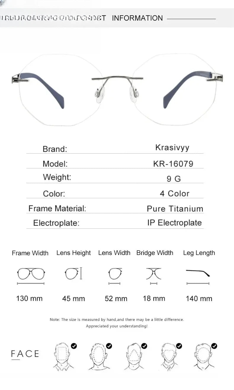 Women's Oval Rimless Titanium Prescription Glasses 316079 — view 2 | Rx Spectacle