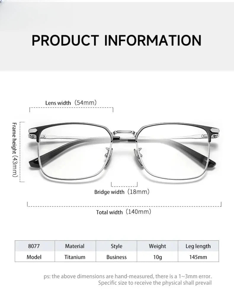 Unisex Square Full Rim Titanium Reading Glasses 80072 — view 2 | Rx Spectacle