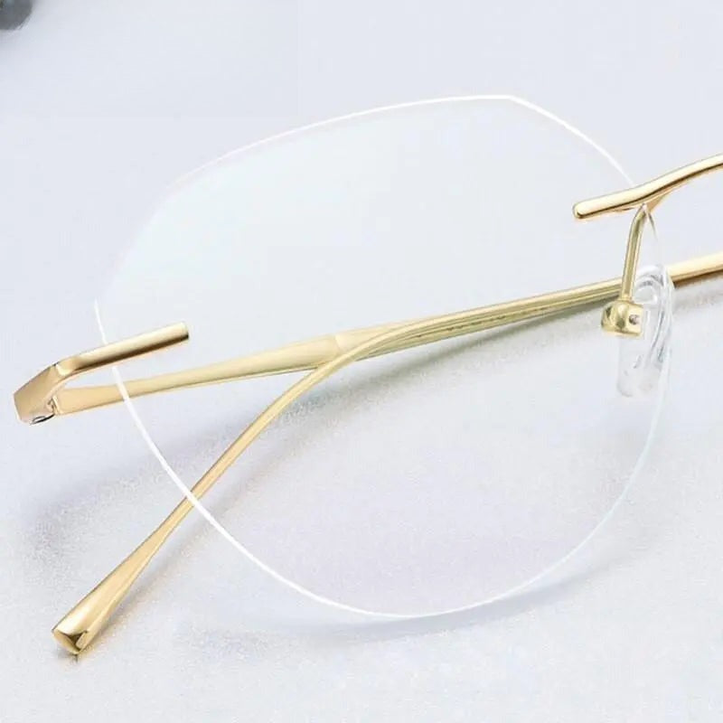 Women's Round Rimless Titanium Prescription Glasses 3018 — view 4 | Rx Spectacle