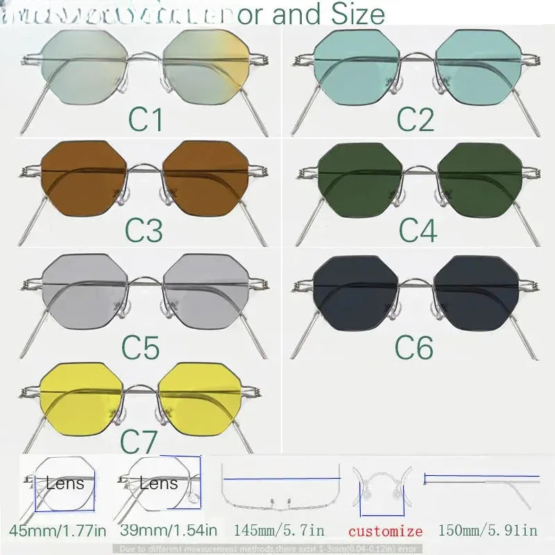 Unisex Polygon Full Rim Stainless Steel Prescription Glasses 14134 — view 2 | Rx Spectacle