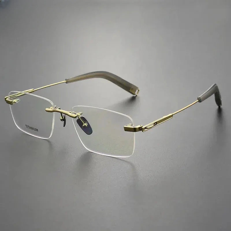 Women's Square Rimless Titanium Prescription Glasses 572312 — view 6 | Rx Spectacle