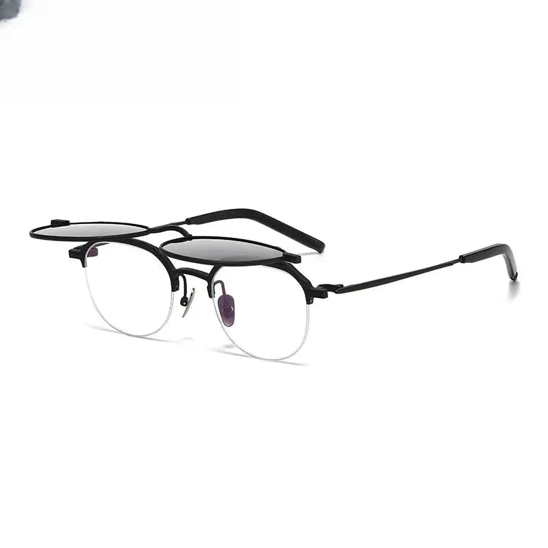 Square Full Rim Titanium Flat Top Prescription Glasses 724400 — view 3 | Rx Spectacle