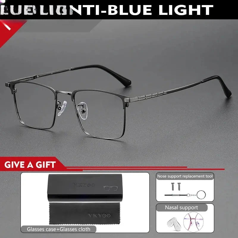 Men's Square Full Rim Titanium Reading Glasses 90271 — view 4 | Rx Spectacle