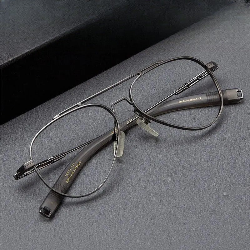 Men's Square Full Rim Titanium Double Bridge Prescription Glasses Hlsa-101 — view 1 | Rx Spectacle