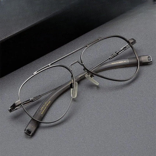 Men's Square Full Rim Titanium Double Bridge Prescription Glasses Hlsa-101 — view 1 | Rx Spectacle