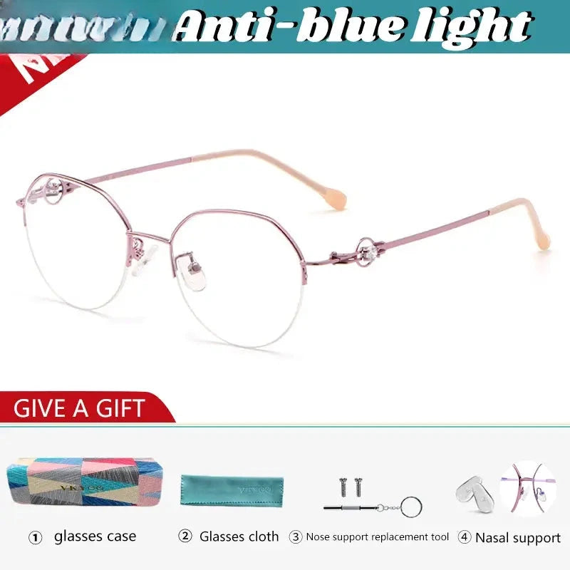 Women's Oval Semi-Rimless Alloy Flat Top Reading Glasses 318001 — view 5 | Rx Spectacle