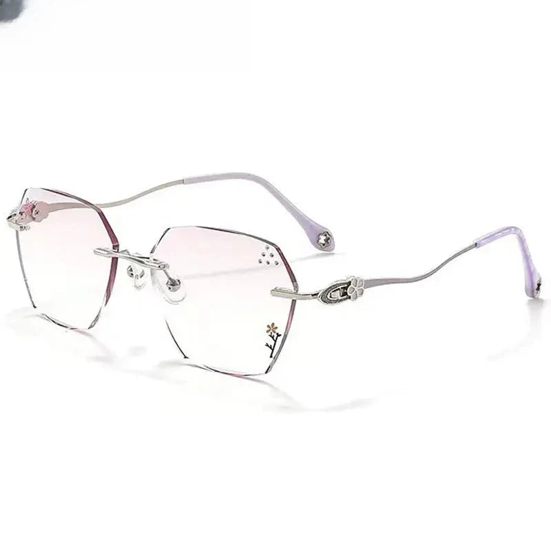 Women's Polygon Rimless Titanium Prescription Glasses 315611 — view 5 | Rx Spectacle