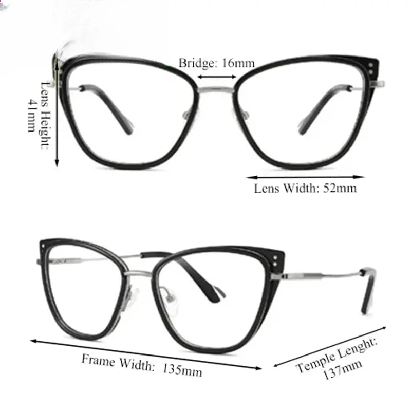 Women's Cat Eye Full Rim Titanium Prescription Glasses 879027 — view 2 | Rx Spectacle