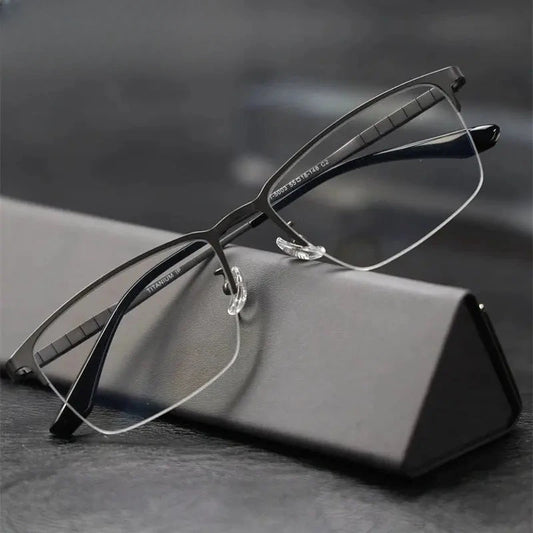 Men's Polygon Semi-Rimless Titanium Prescription Glasses 965003 — view 1 | Rx Spectacle