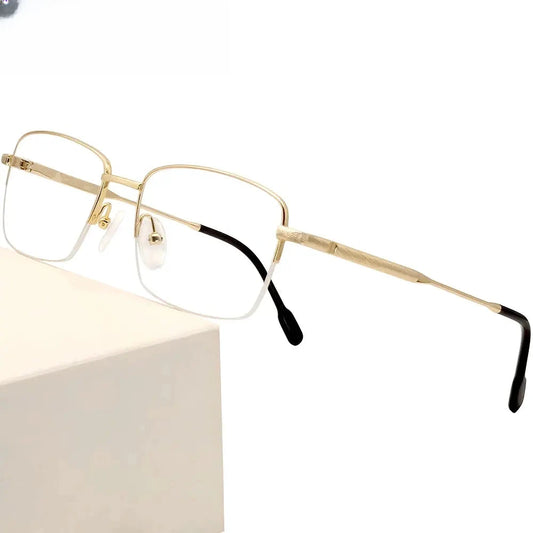 Men's Square Semi-Rimless Titanium Prescription Glasses 35027 — view 1 | Rx Spectacle