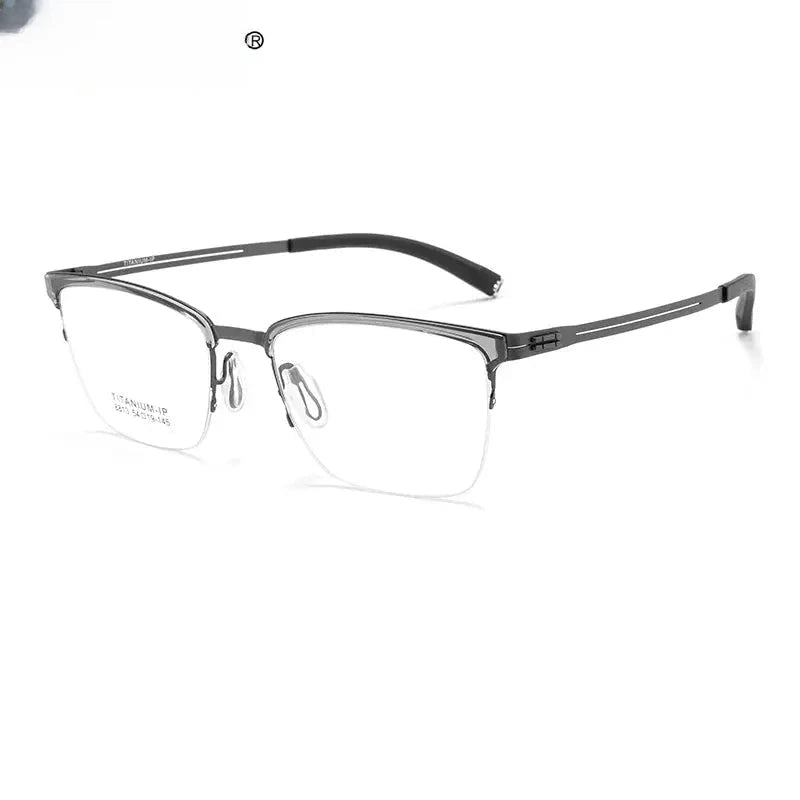 Unisex Square Semi-Rimless Titanium Reading Glasses 628813 — view 1 | Rx Spectacle