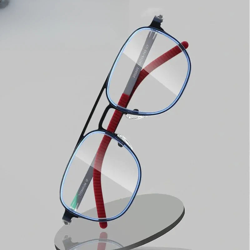 Unisex Square Full Rim Titanium Double Bridge Prescription Glasses 4422 — view 2 | Rx Spectacle