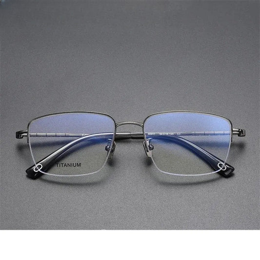 Unisex Square Semi-Rimless Titanium Prescription Glasses 80911 — view 1 | Rx Spectacle