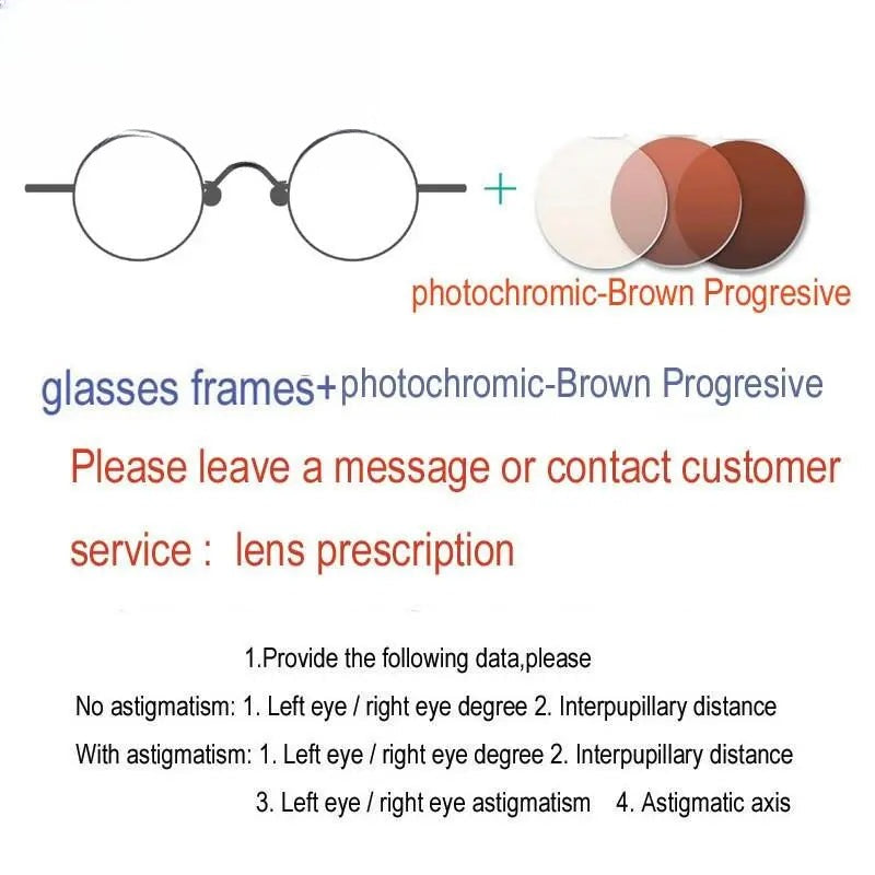 Unisex Round Full Rim Stainless Steel Prescription Glasses Y065 — view 8 | Rx Spectacle