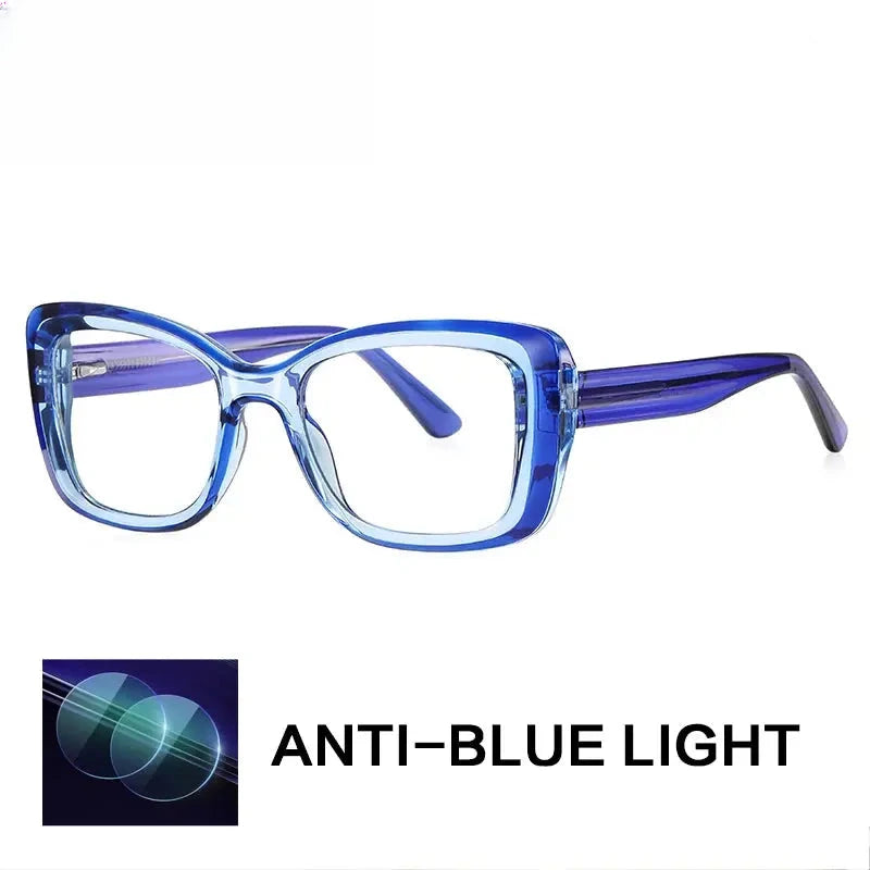 Women's Square Full Rim Titanium Reading Glasses Gxy2147 — view 3 | Rx Spectacle