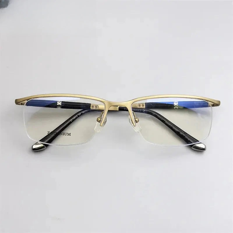 Unisex Browline Semi-Rimless Titanium Prescription Glasses 819812 — view 3 | Rx Spectacle