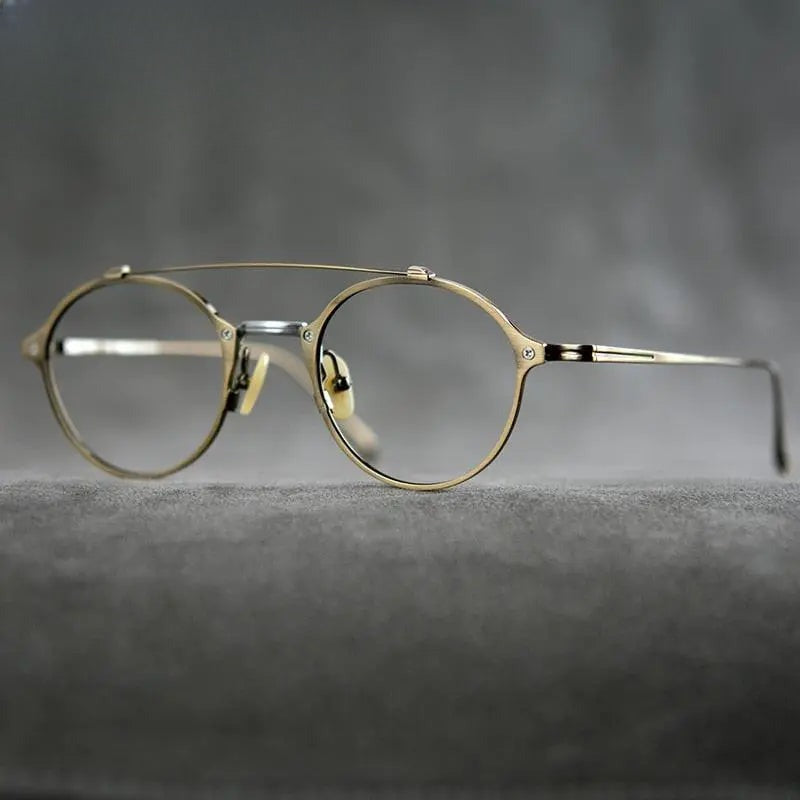 Unisex Round Full Rim Titanium Double Bridge Prescription Glasses Gxyj340 — view 4 | Rx Spectacle