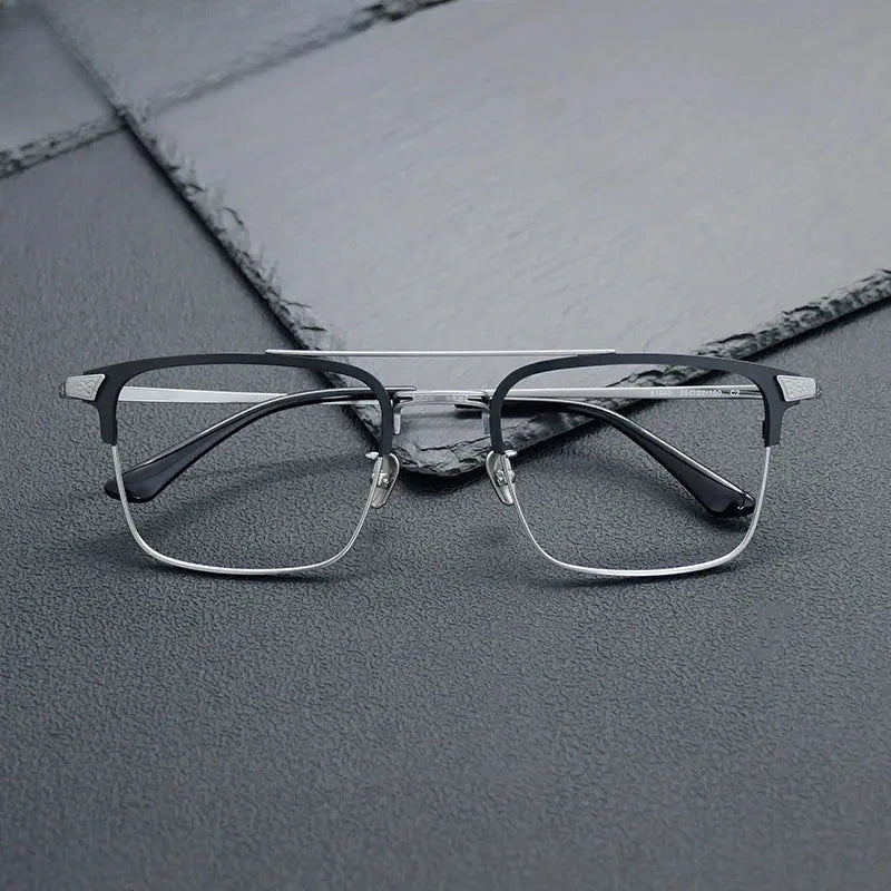 Men's Square Full Rim Titanium Double Bridge Prescription Glasses 981085 — view 1 | Rx Spectacle