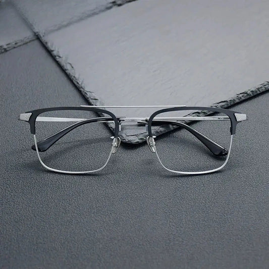 Men's Square Full Rim Titanium Double Bridge Prescription Glasses 981085 — view 1 | Rx Spectacle