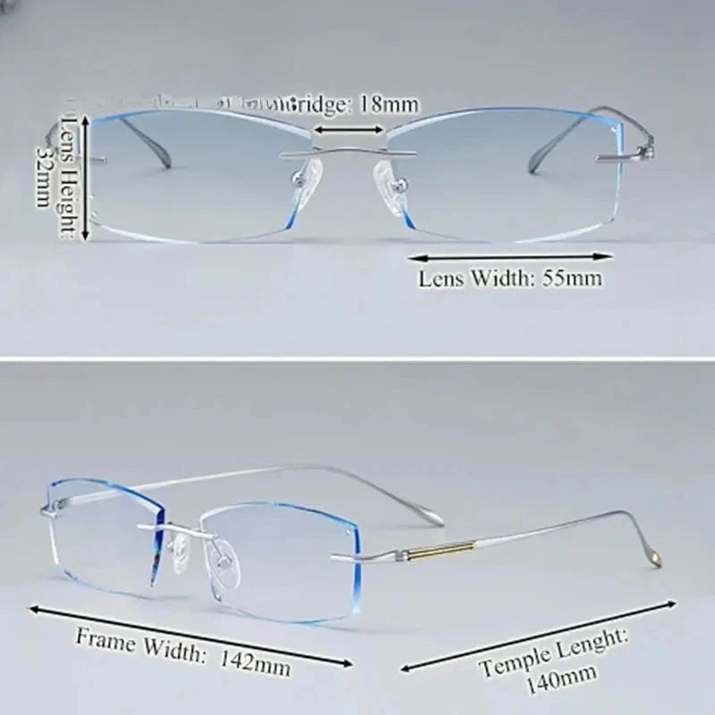 Unisex Oval Rimless Titanium Prescription Glasses 879083 — view 2 | Rx Spectacle
