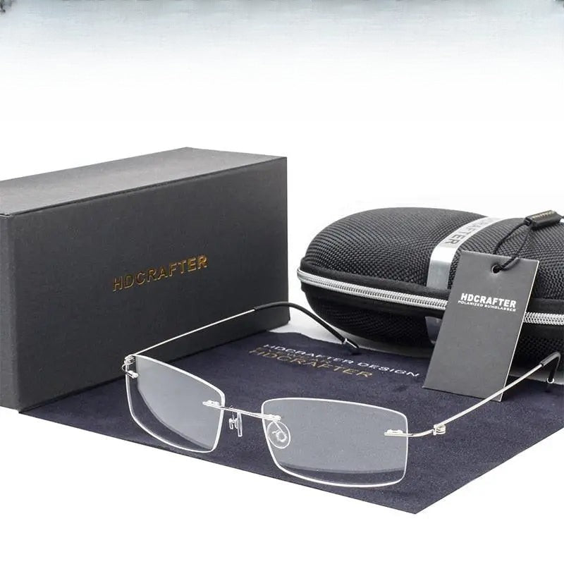 Women's Rectangular Rimless Titanium Prescription Glasses P8361 — view 1 | Rx Spectacle