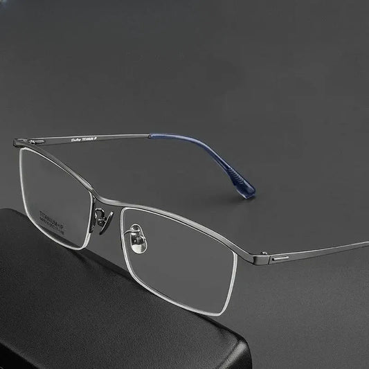 Men's Browline Semi-Rimless Titanium Prescription Glasses 80164 — view 1 | Rx Spectacle