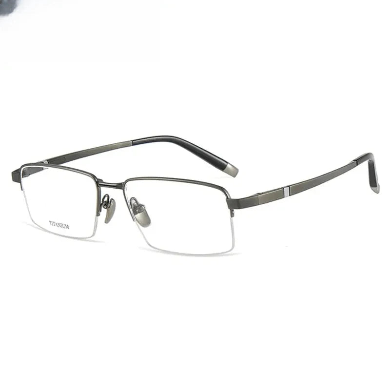 Men's Square Semi-Rimless Titanium Oversized Prescription Glasses 409089 — view 6 | Rx Spectacle