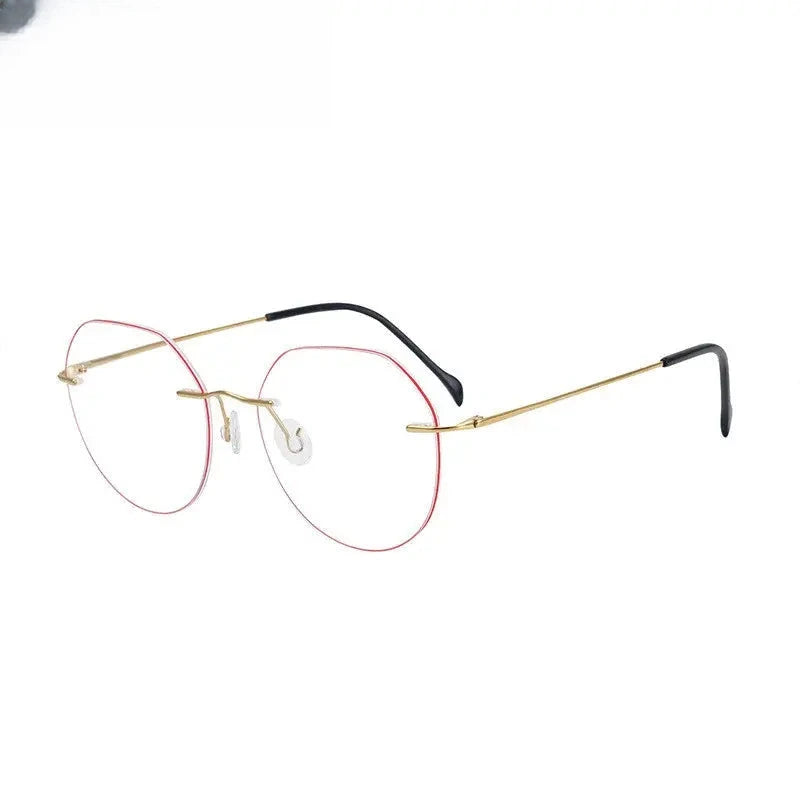 Women's Round Rimless Titanium Flat Top Prescription Glasses 778408 — view 3 | Rx Spectacle