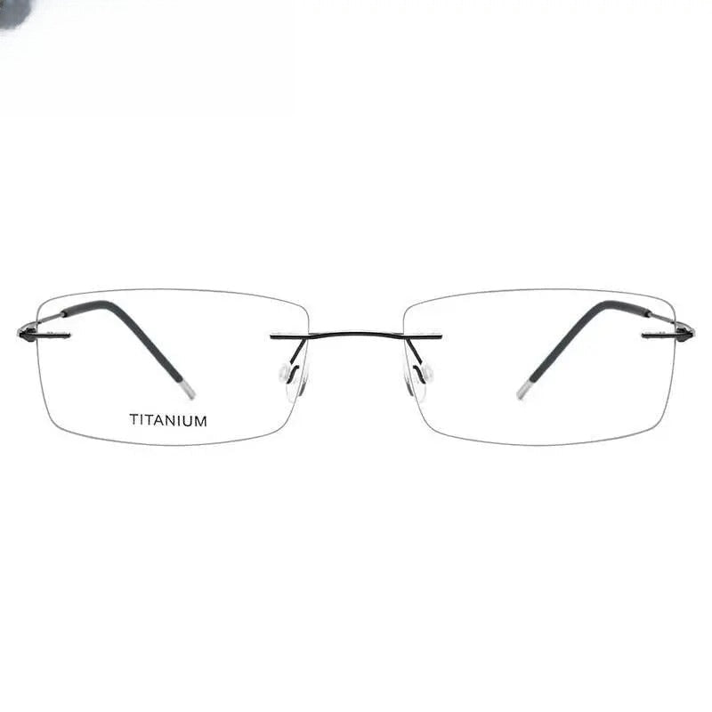 Men's Rectangular Rimless Titanium Prescription Glasses 3127 — view 8 | Rx Spectacle