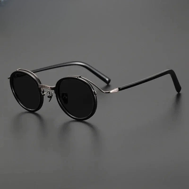 Unisex Round Full Rim Titanium Prescription Glasses Mo12 — view 14 | Rx Spectacle