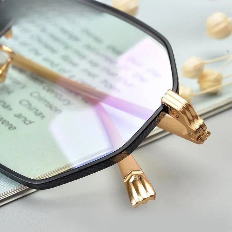 Women's Irregular Full Rim Titanium Prescription Glasses — view 9 | Rx Spectacle