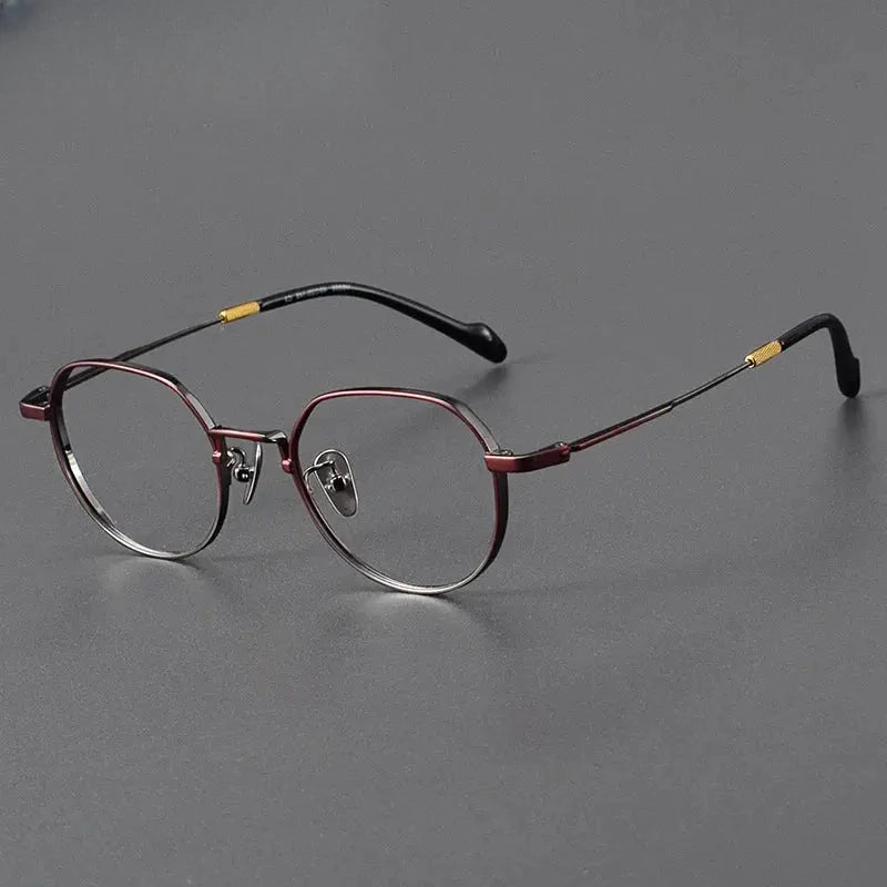 Women's Round Full Rim Titanium Flat Top Prescription Glasses 880066 — view 5 | Rx Spectacle