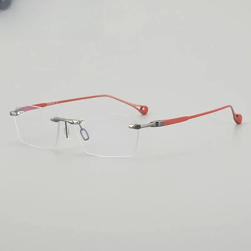 Unisex Square Rimless Titanium Prescription Glasses 401307 — view 7 | Rx Spectacle
