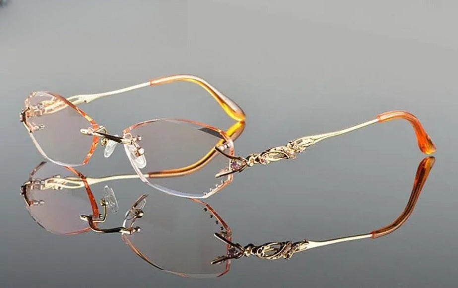 Women's Oval Rimless Titanium Prescription Glasses 8036B — view 7 | Rx Spectacle