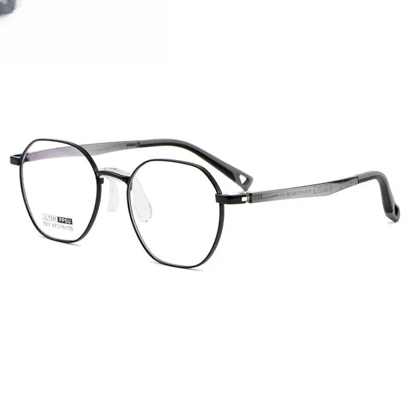Unisex Polygon Full Rim Titanium Prescription Glasses 777511 — view 4 | Rx Spectacle