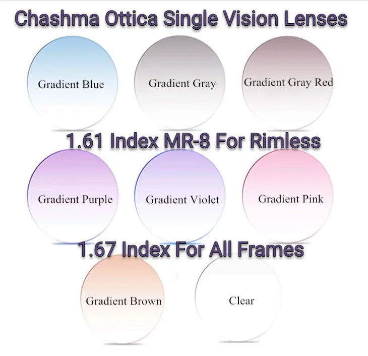 Single Vision Hi Index Gradient Tinted Lenses — view 1 | Rx Spectacle
